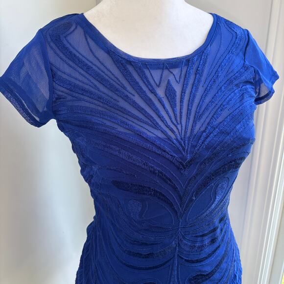 Royal Blue Y2K Embroidered Design Sheer T-Shirt Small 2000s Gen Z Fitted Moody - Picture 4 of 7